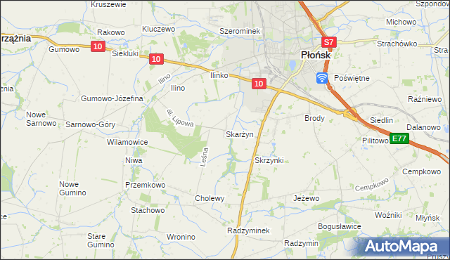 mapa Skarżyn gmina Płońsk, Skarżyn gmina Płońsk na mapie Targeo