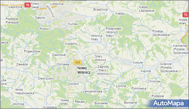 mapa Stary Wiśnicz, Stary Wiśnicz na mapie Targeo