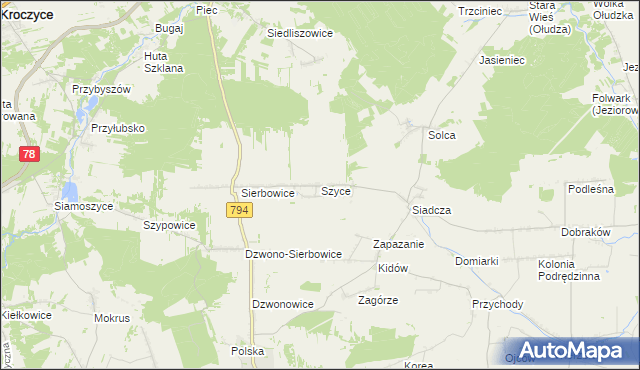 mapa Szyce gmina Pilica, Szyce gmina Pilica na mapie Targeo