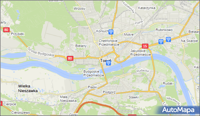 mapa Torunia, Toruń na mapie Targeo