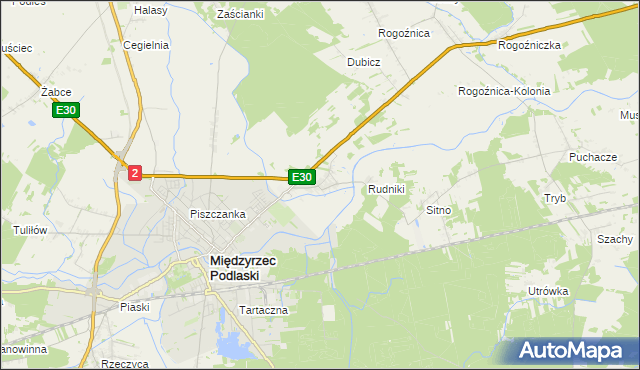 mapa Wysokie gmina Międzyrzec Podlaski, Wysokie gmina Międzyrzec Podlaski na mapie Targeo