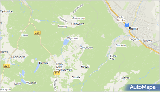 mapa Zbychowo, Zbychowo na mapie Targeo