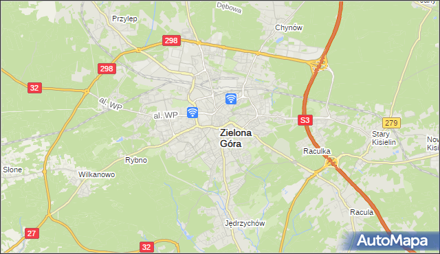 mapa Zielona Góra, Zielona Góra na mapie Targeo