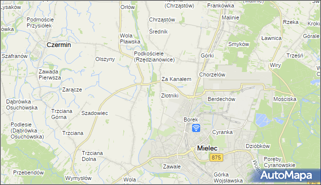 mapa Złotniki gmina Mielec, Złotniki gmina Mielec na mapie Targeo