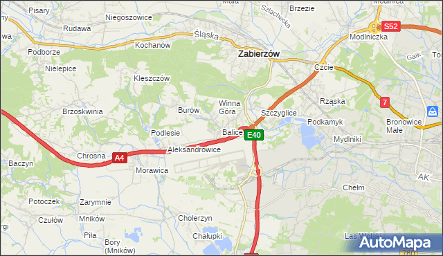 mapa Balice gmina Zabierzów, Balice gmina Zabierzów na mapie Targeo