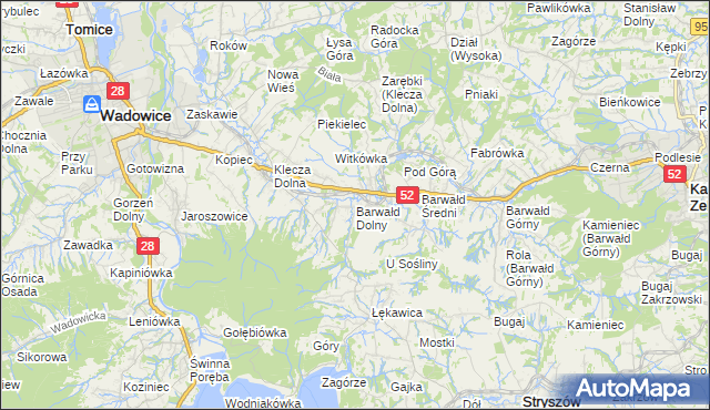 mapa Barwałd Dolny, Barwałd Dolny na mapie Targeo