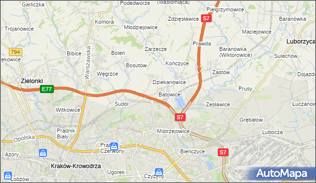 mapa Batowice, Batowice na mapie Targeo