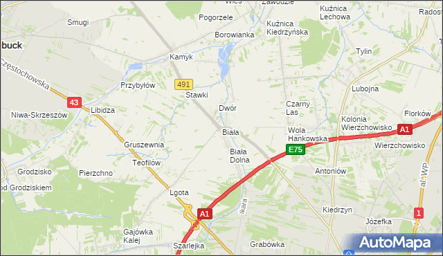 mapa Biała gmina Kłobuck, Biała gmina Kłobuck na mapie Targeo