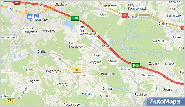 mapa Bolęcin gmina Trzebinia, Bolęcin gmina Trzebinia na mapie Targeo