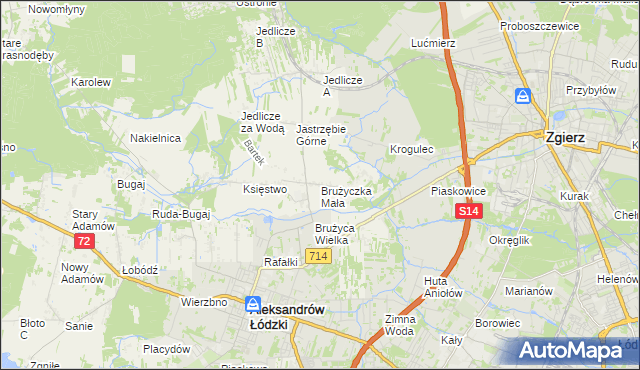 mapa Brużyczka Mała, Brużyczka Mała na mapie Targeo