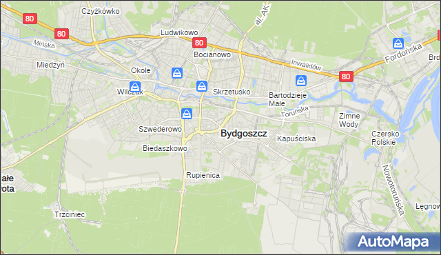 mapa Bydgoszczy, Bydgoszcz na mapie Targeo