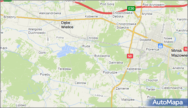 mapa Bykowizna, Bykowizna na mapie Targeo