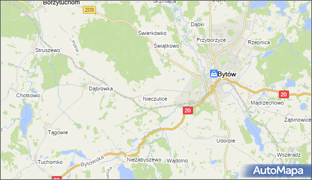 mapa Chomice gmina Bytów, Chomice gmina Bytów na mapie Targeo