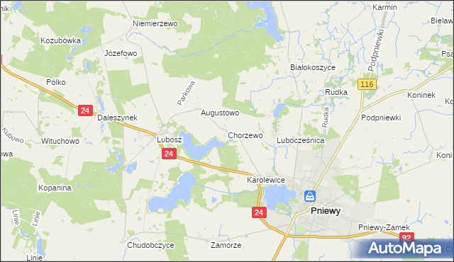 mapa Chorzewo gmina Kwilcz, Chorzewo gmina Kwilcz na mapie Targeo