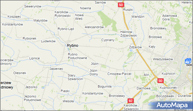 mapa Ćmiszew Rybnowski, Ćmiszew Rybnowski na mapie Targeo