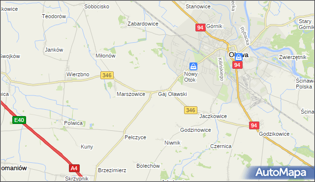 mapa Gaj Oławski, Gaj Oławski na mapie Targeo