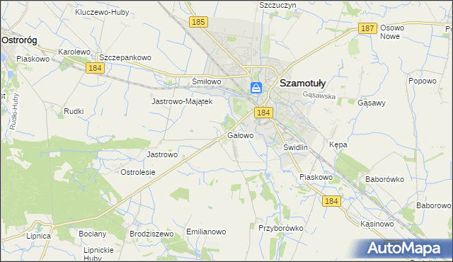 mapa Gałowo gmina Szamotuły, Gałowo gmina Szamotuły na mapie Targeo