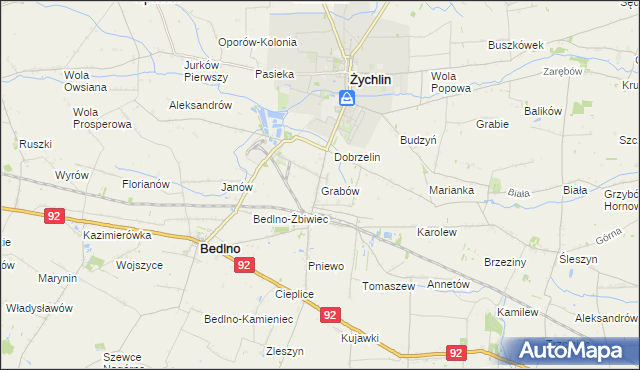 mapa Grabów gmina Żychlin, Grabów gmina Żychlin na mapie Targeo