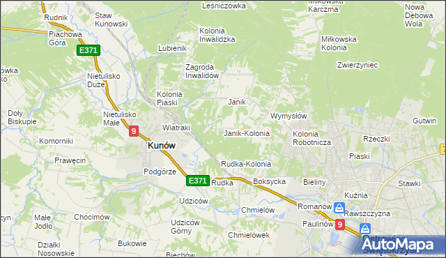 mapa Janik-Kolonia, Janik-Kolonia na mapie Targeo