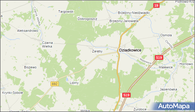 mapa Korzeniówka gmina Dziadkowice, Korzeniówka gmina Dziadkowice na mapie Targeo