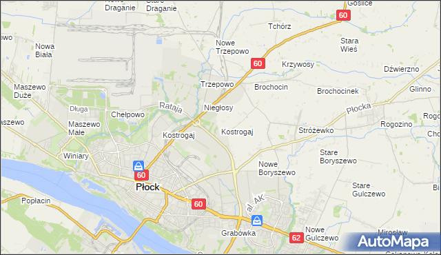 mapa Kostrogaj, Kostrogaj na mapie Targeo