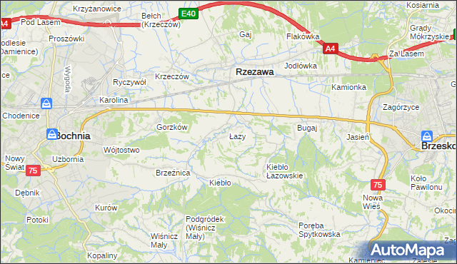 mapa Łazy gmina Rzezawa, Łazy gmina Rzezawa na mapie Targeo