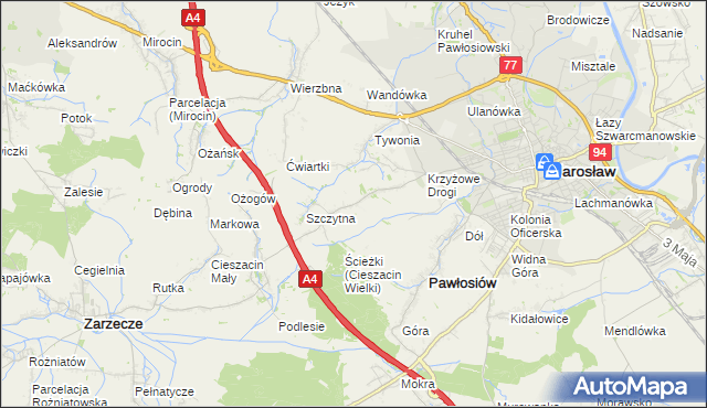mapa Maleniska gmina Pawłosiów, Maleniska gmina Pawłosiów na mapie Targeo