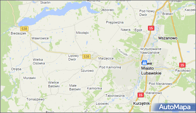 mapa Marzęcice gmina Kurzętnik, Marzęcice gmina Kurzętnik na mapie Targeo