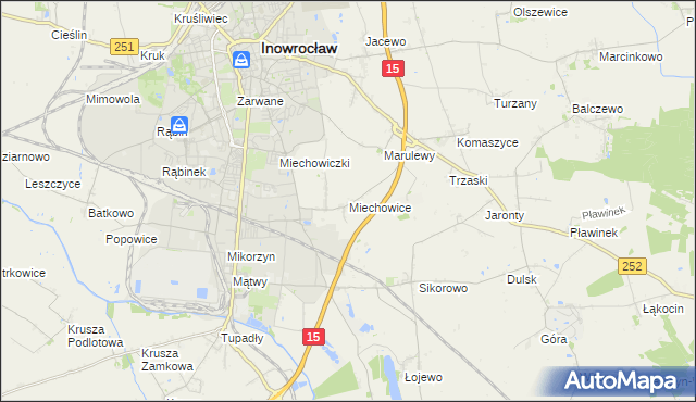 mapa Miechowice gmina Inowrocław, Miechowice gmina Inowrocław na mapie Targeo