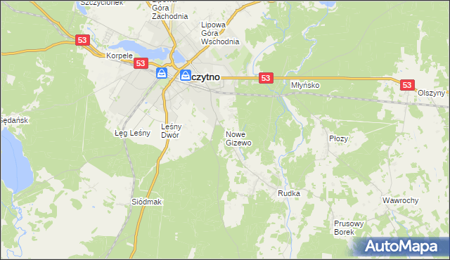 mapa Nowe Gizewo, Nowe Gizewo na mapie Targeo