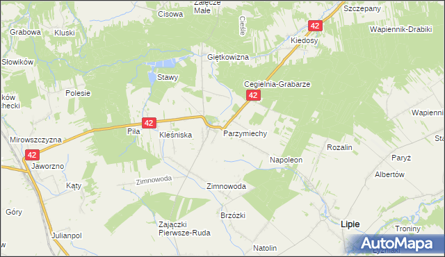 mapa Parzymiechy, Parzymiechy na mapie Targeo