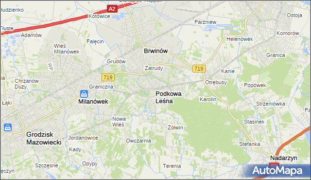 mapa Podkowa Leśna, Podkowa Leśna na mapie Targeo