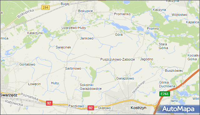 mapa Puszczykowo-Zaborze, Puszczykowo-Zaborze na mapie Targeo