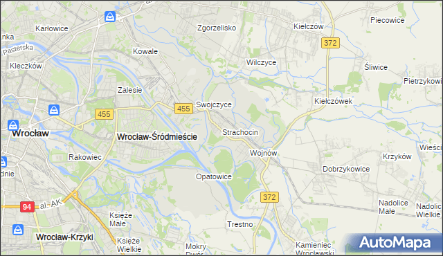 mapa Strachocin gmina Wrocław, Strachocin gmina Wrocław na mapie Targeo