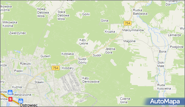 mapa Sudół gmina Bodzechów, Sudół gmina Bodzechów na mapie Targeo