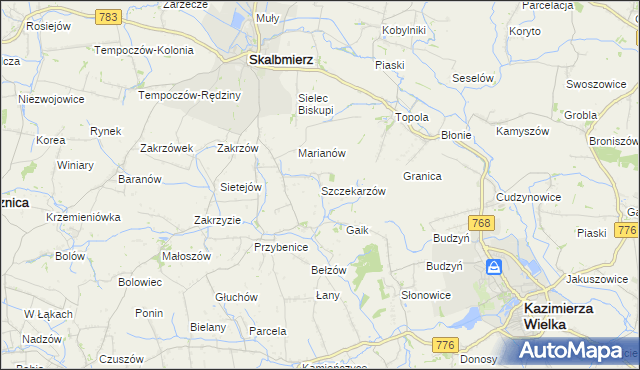 mapa Szczekarzów, Szczekarzów na mapie Targeo
