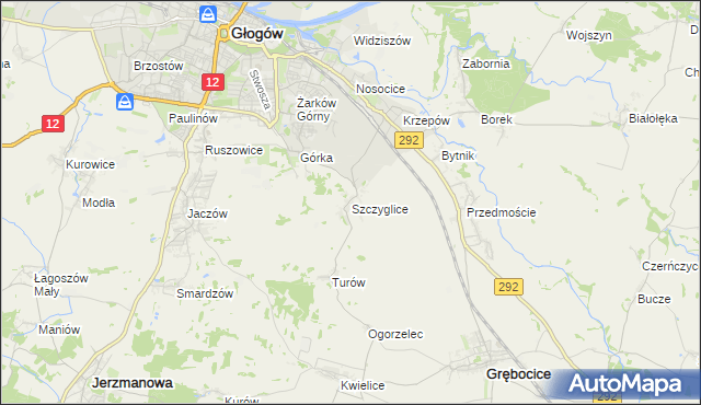 mapa Szczyglice gmina Głogów, Szczyglice gmina Głogów na mapie Targeo