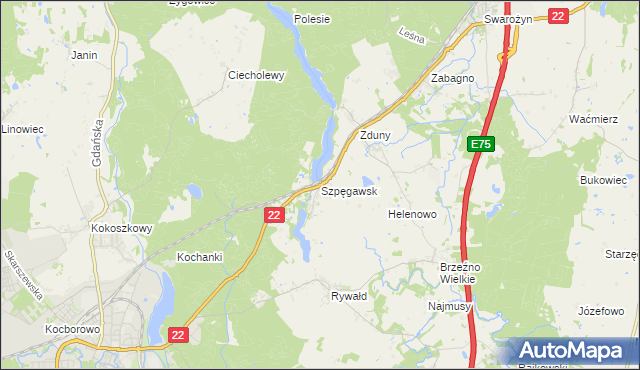 mapa Szpęgawsk, Szpęgawsk na mapie Targeo