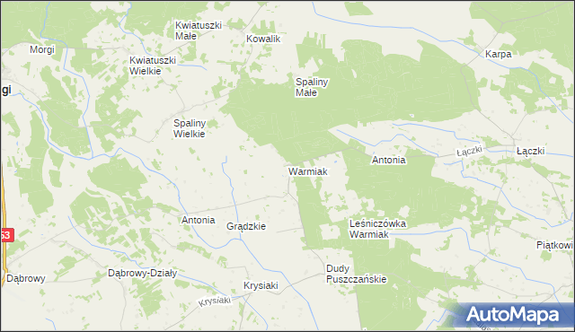 mapa Warmiak, Warmiak na mapie Targeo