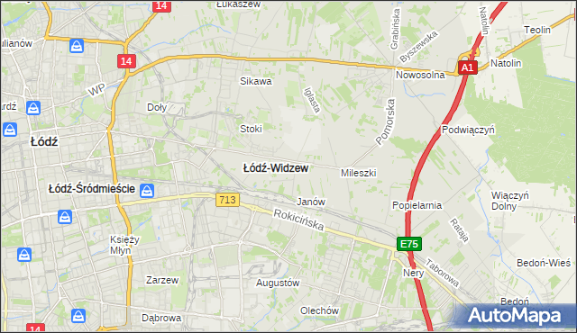 mapa Widzew, Widzew na mapie Targeo