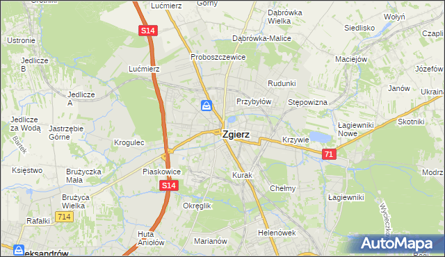 mapa Zgierz, Zgierz na mapie Targeo
