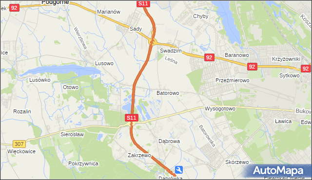 mapa Batorowo gmina Tarnowo Podgórne, Batorowo gmina Tarnowo Podgórne na mapie Targeo