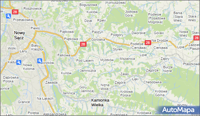 mapa Mystków, Mystków na mapie Targeo