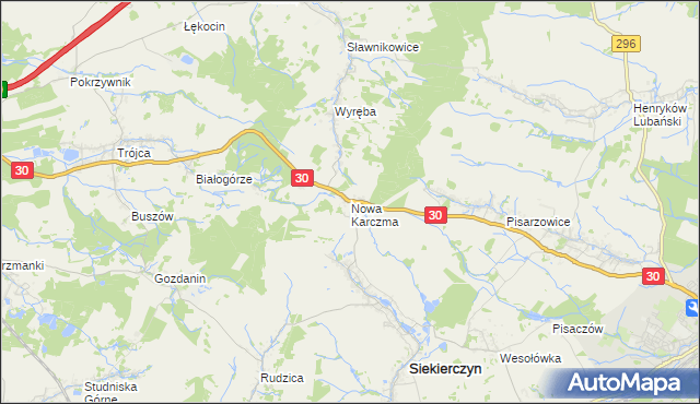 mapa Nowa Karczma gmina Siekierczyn, Nowa Karczma gmina Siekierczyn na mapie Targeo