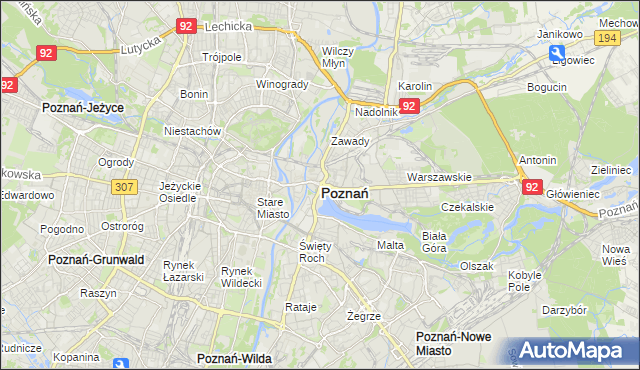 mapa Poznania, Poznań na mapie Targeo