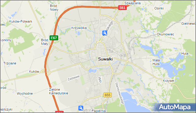 mapa Suwałk, Suwałki na mapie Targeo