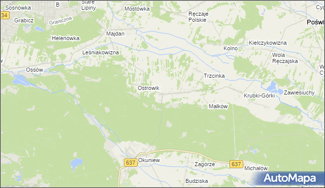 mapa Zabraniec, Zabraniec na mapie Targeo