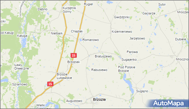 mapa Bratuszewo, Bratuszewo na mapie Targeo