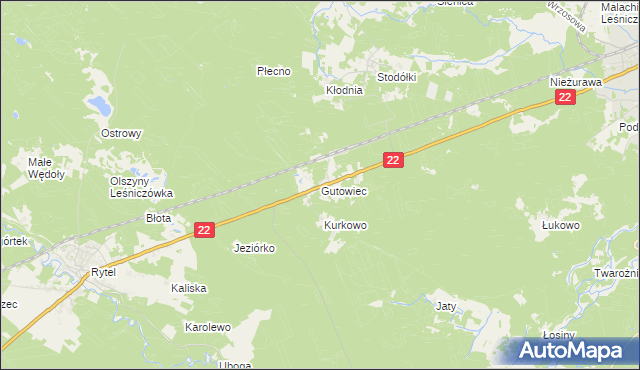 mapa Gutowiec, Gutowiec na mapie Targeo