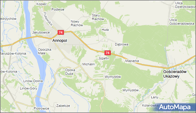 mapa Józefin gmina Annopol, Józefin gmina Annopol na mapie Targeo